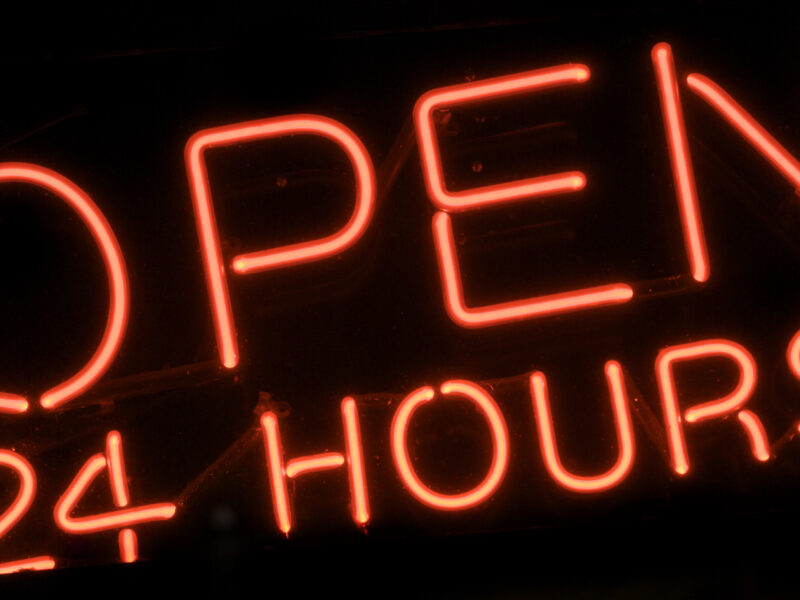 open 24 hours neon sign